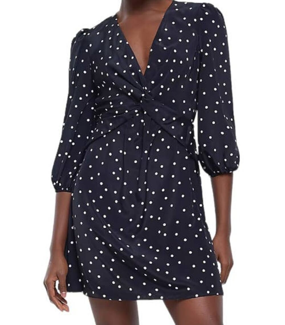 River Island dress skater minidress polka dot black size 12